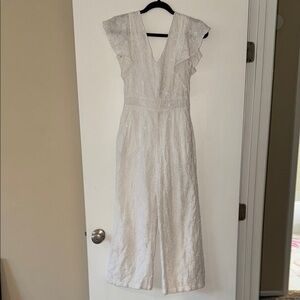 Chic White Embroidered Vineyard Vines Jumpsuit with Tie Back